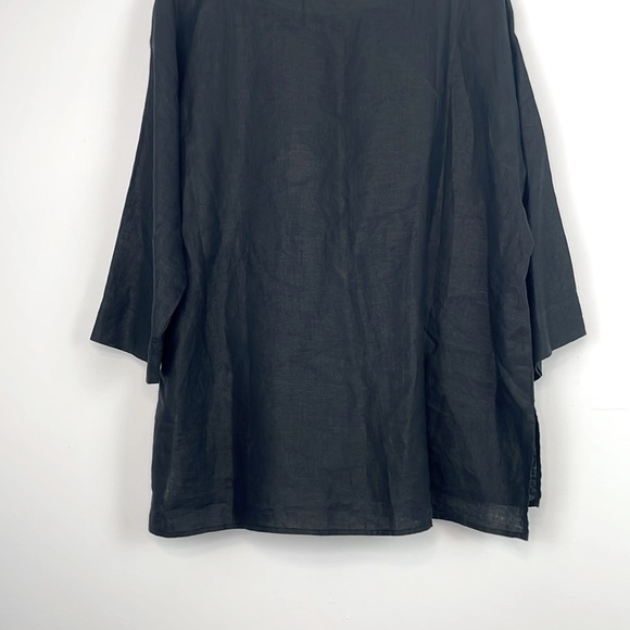 Eileen Fisher Black Bateau Neck 100% Linen Tunic Top. Size Medium. - Picture 10 of 12